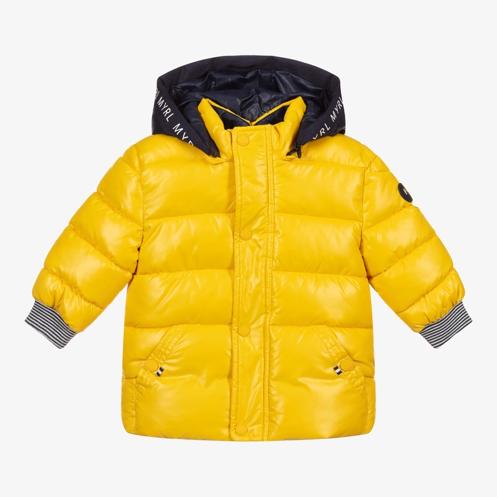 Mayoral Yellow and Navy Puffer Jacket for Kids